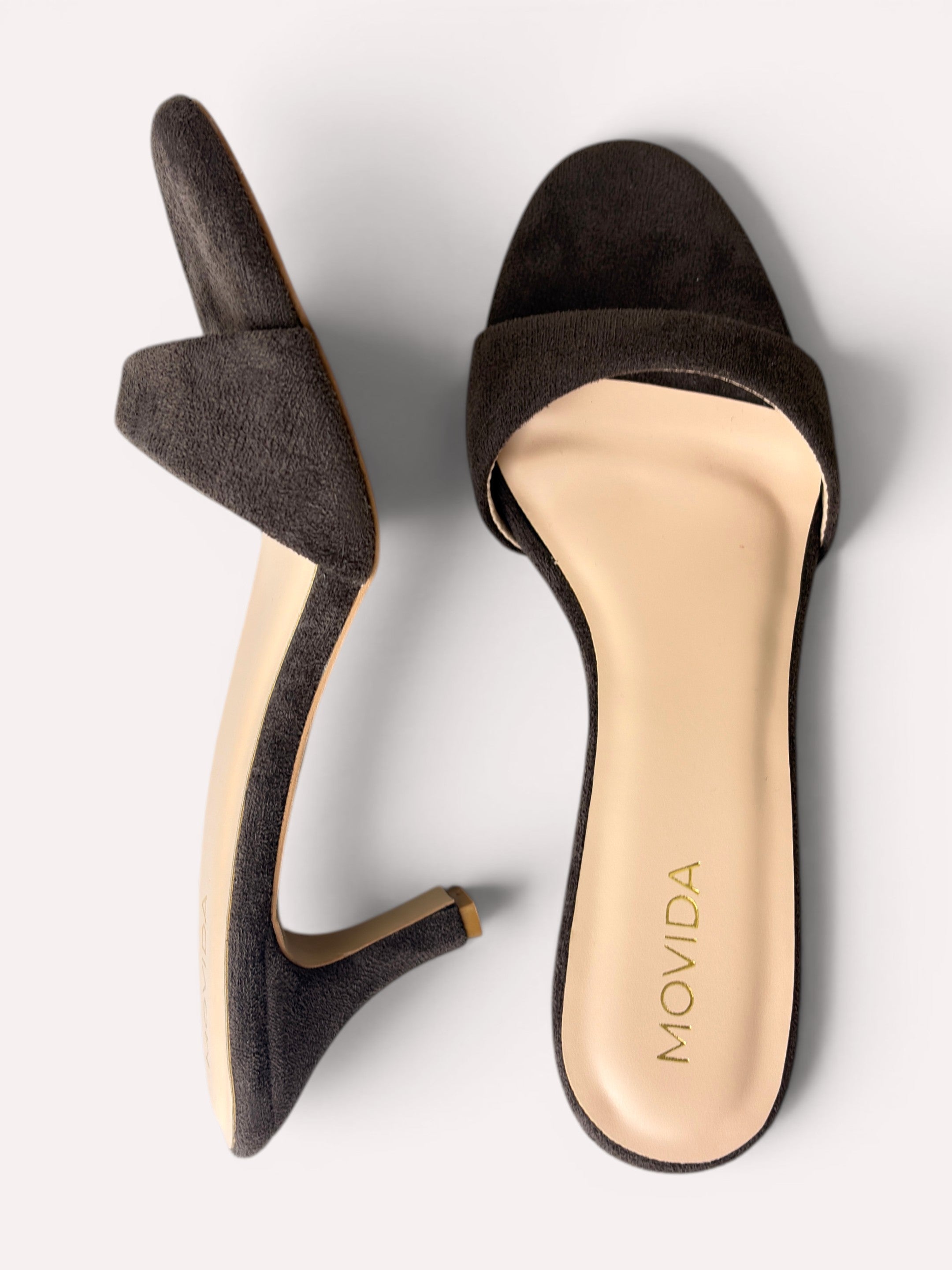 Rosette Suede Single Strap Kitten Heel Mule – Coffee Brown