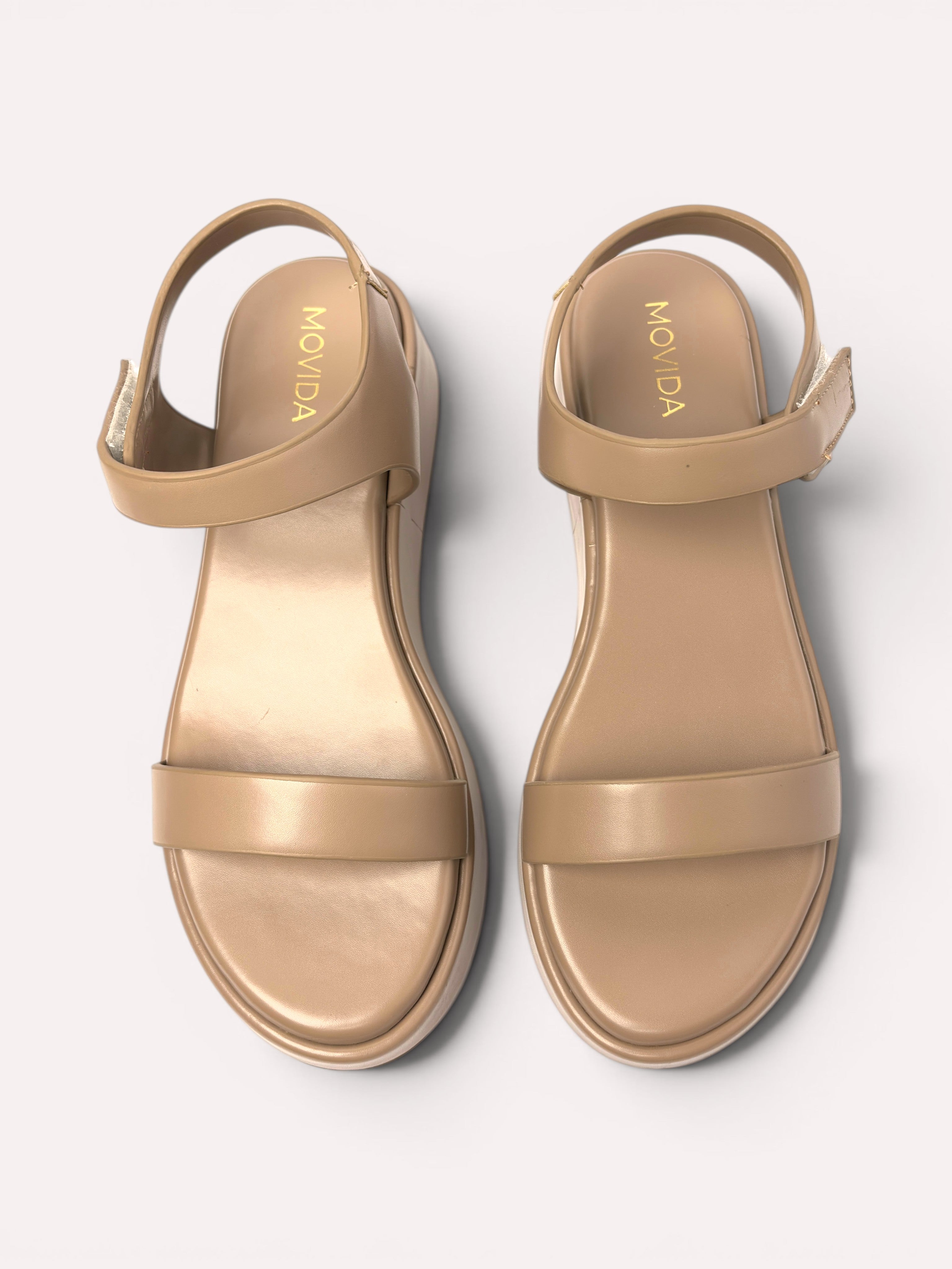 Sage Velcro Strap Flatform Sandal - Taupe