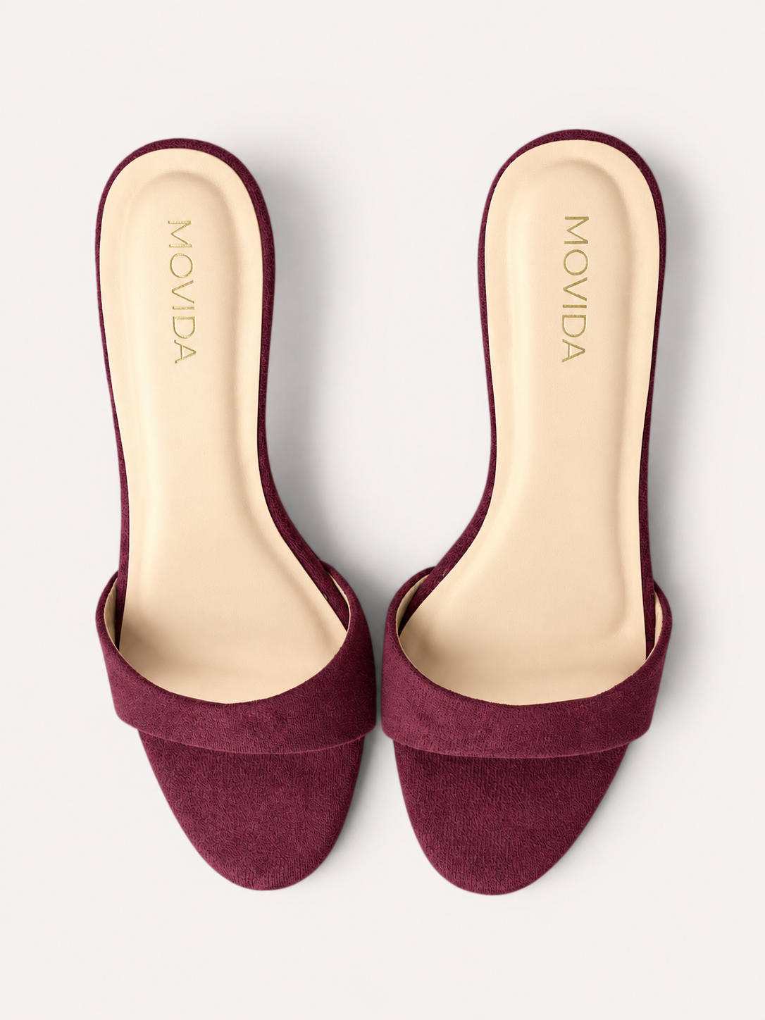 Rosette Suede Single Strap Kitten Heel Mule – Maroon