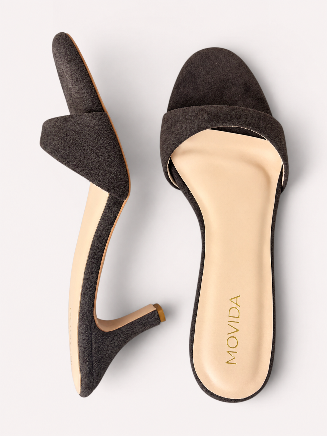 Rosette Suede Single Strap Kitten Heel Mule – Coffee Brown