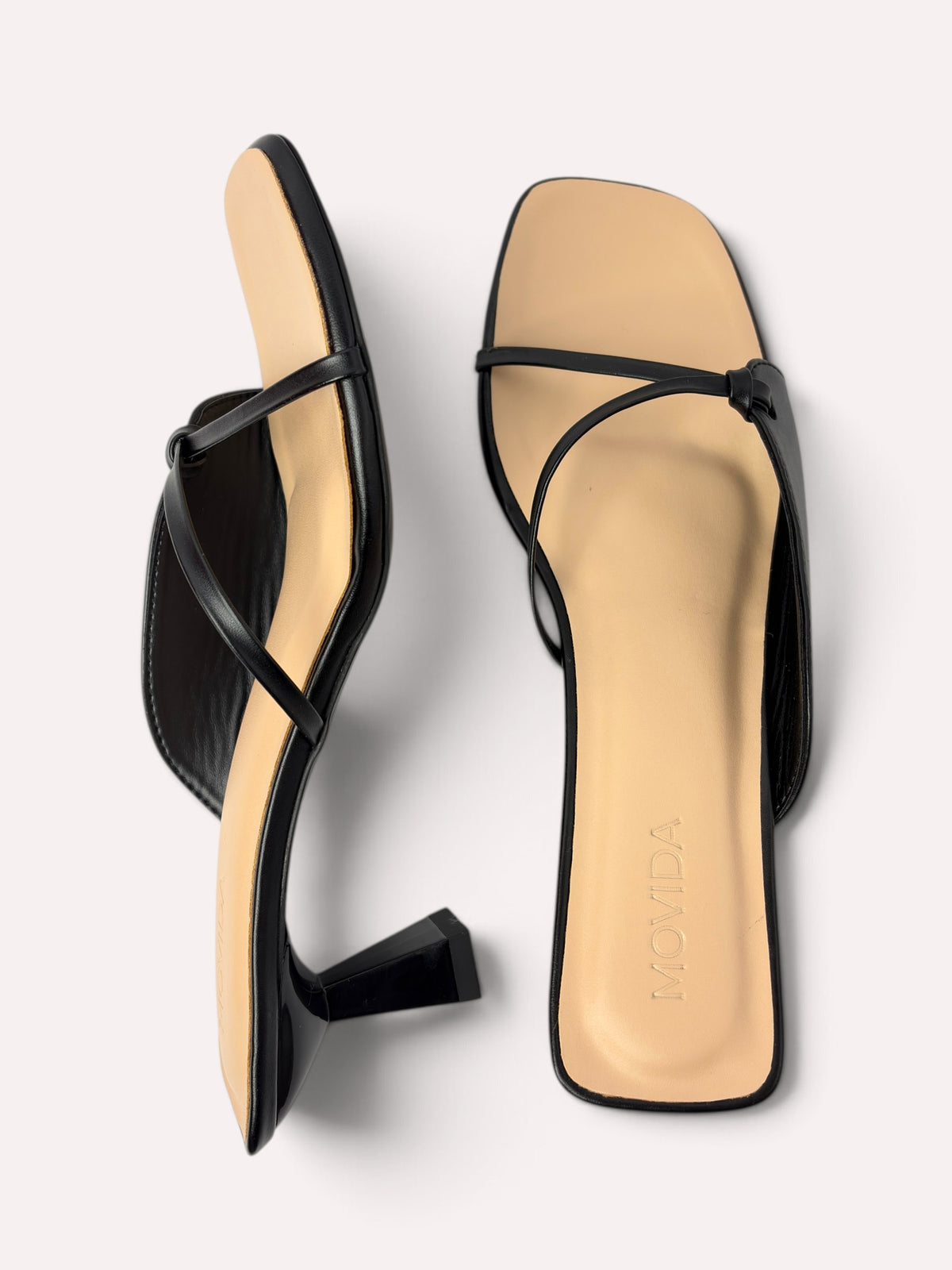 Lumina Sculptural Trumpet-Heel Strappy Mule – Black