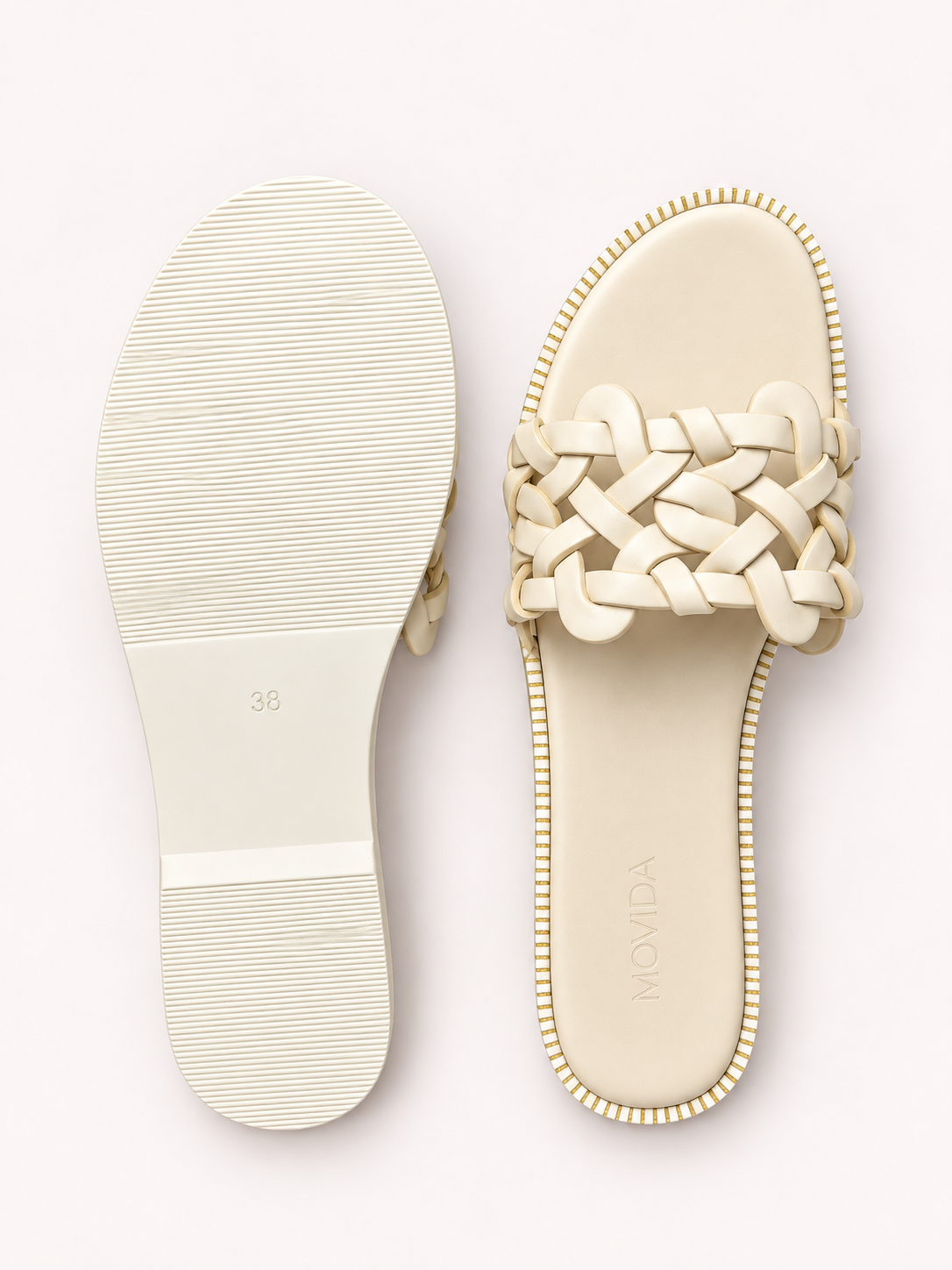 Tresse Braided Flat Slide – Off White