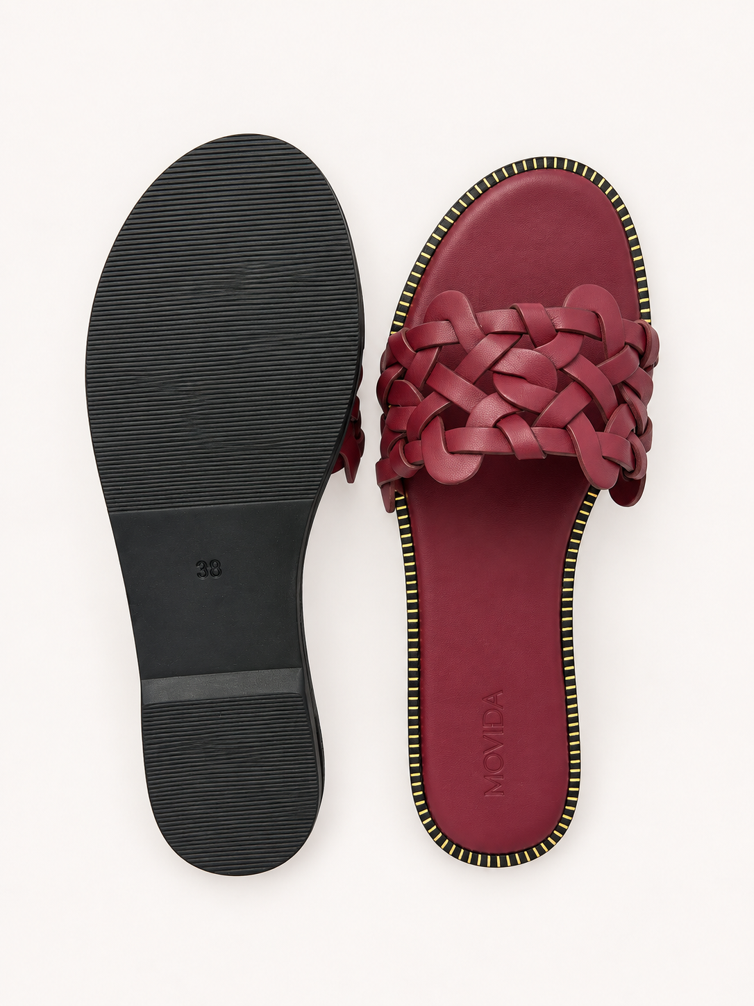 Tresse Braided Flat Slide – Wine