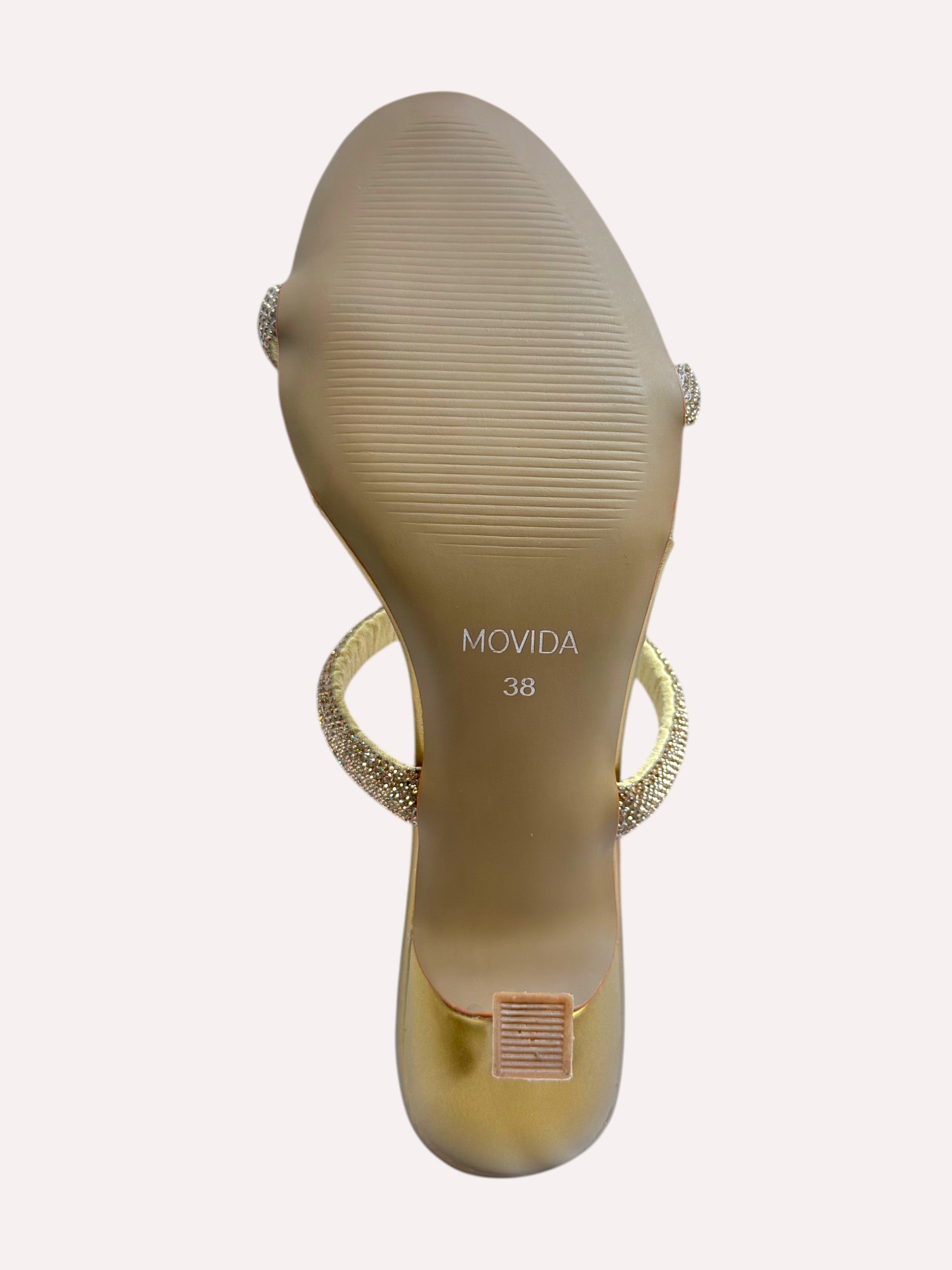 Noir Crystal Dual-Strap Flared Heel Mules – Copper