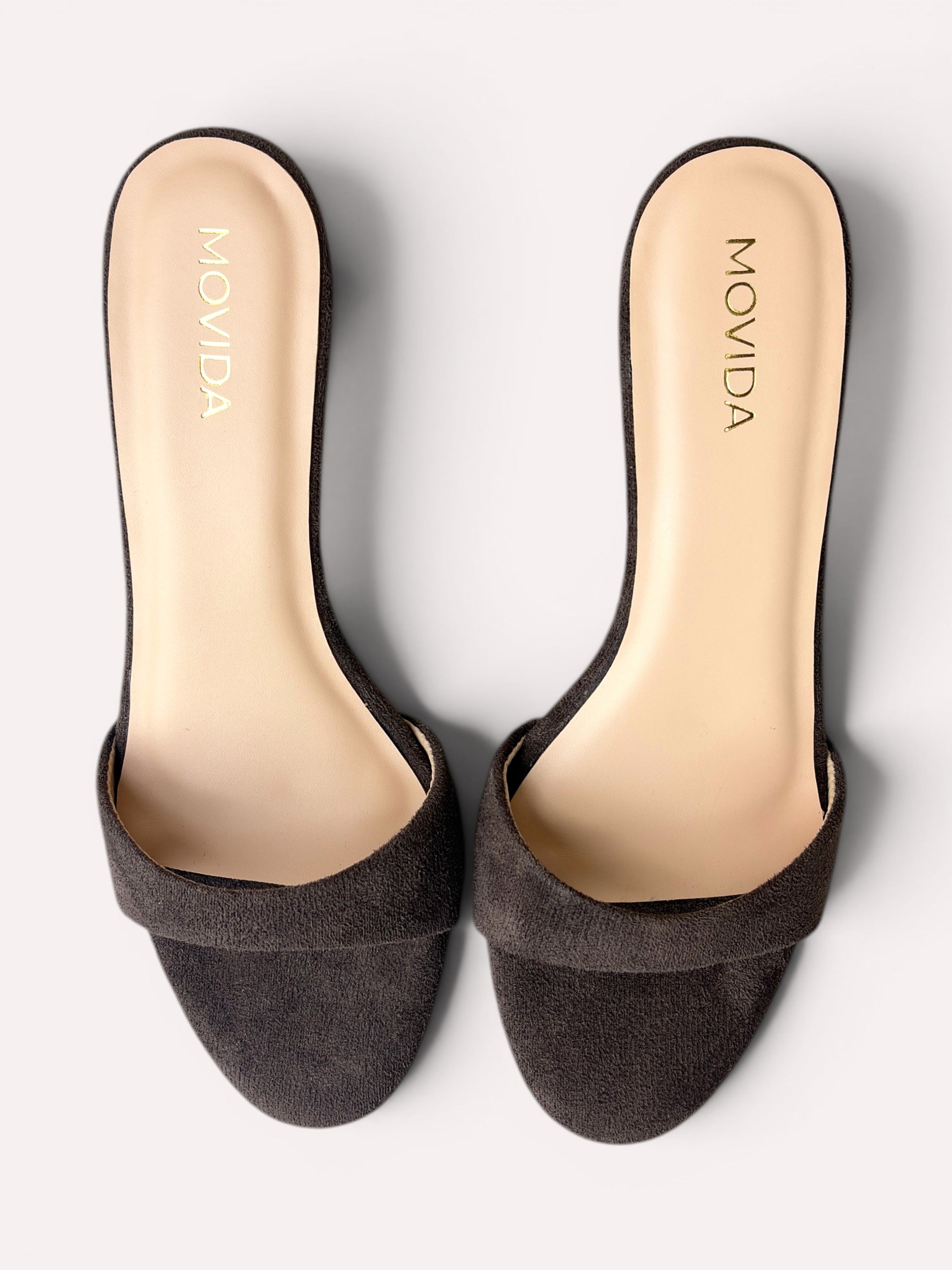 Rosette Suede Single Strap Kitten Heel Mule – Coffee Brown