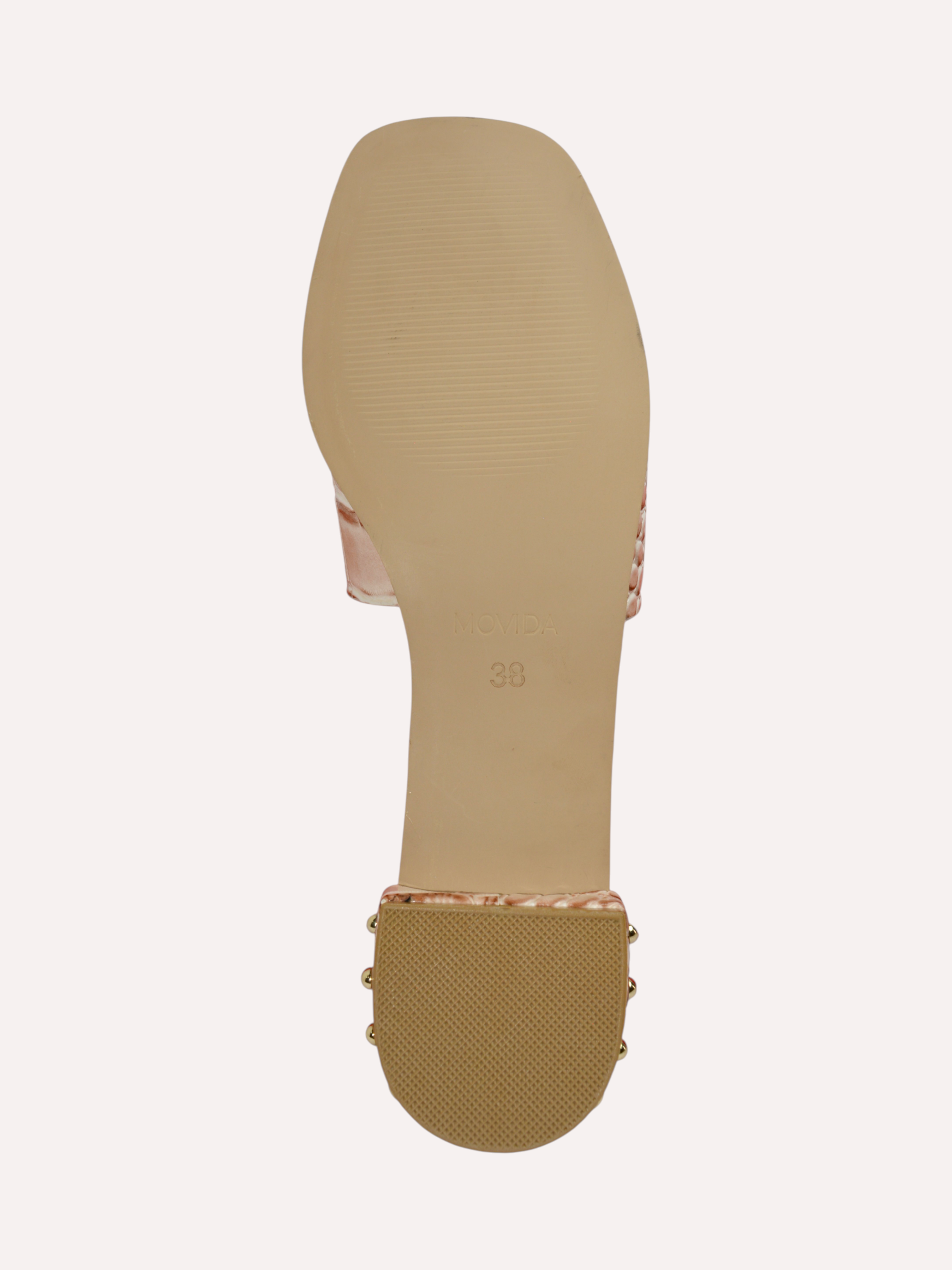 Harlow Patent Croco H-Bar Stud Slide – Beige