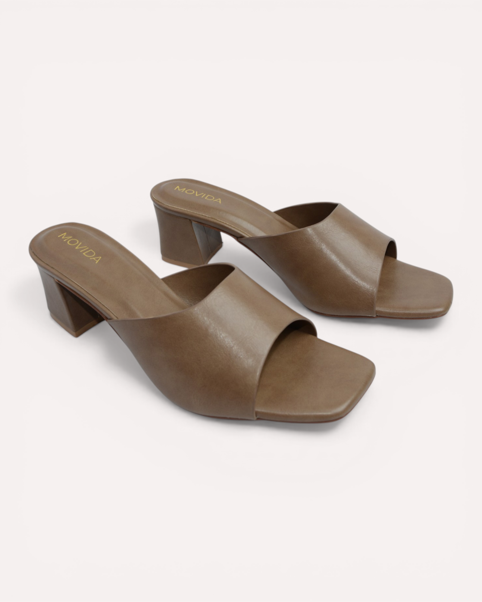 Aria Wide-Strap Block Heel Mule Sandals – Khaki