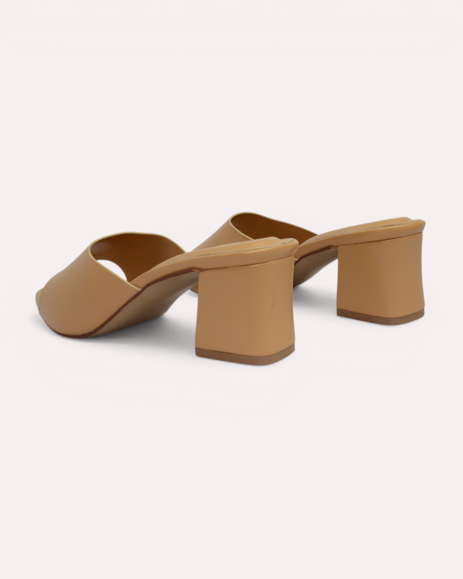 Aria Wide-Strap Block Heel Mule Sandals – Beige