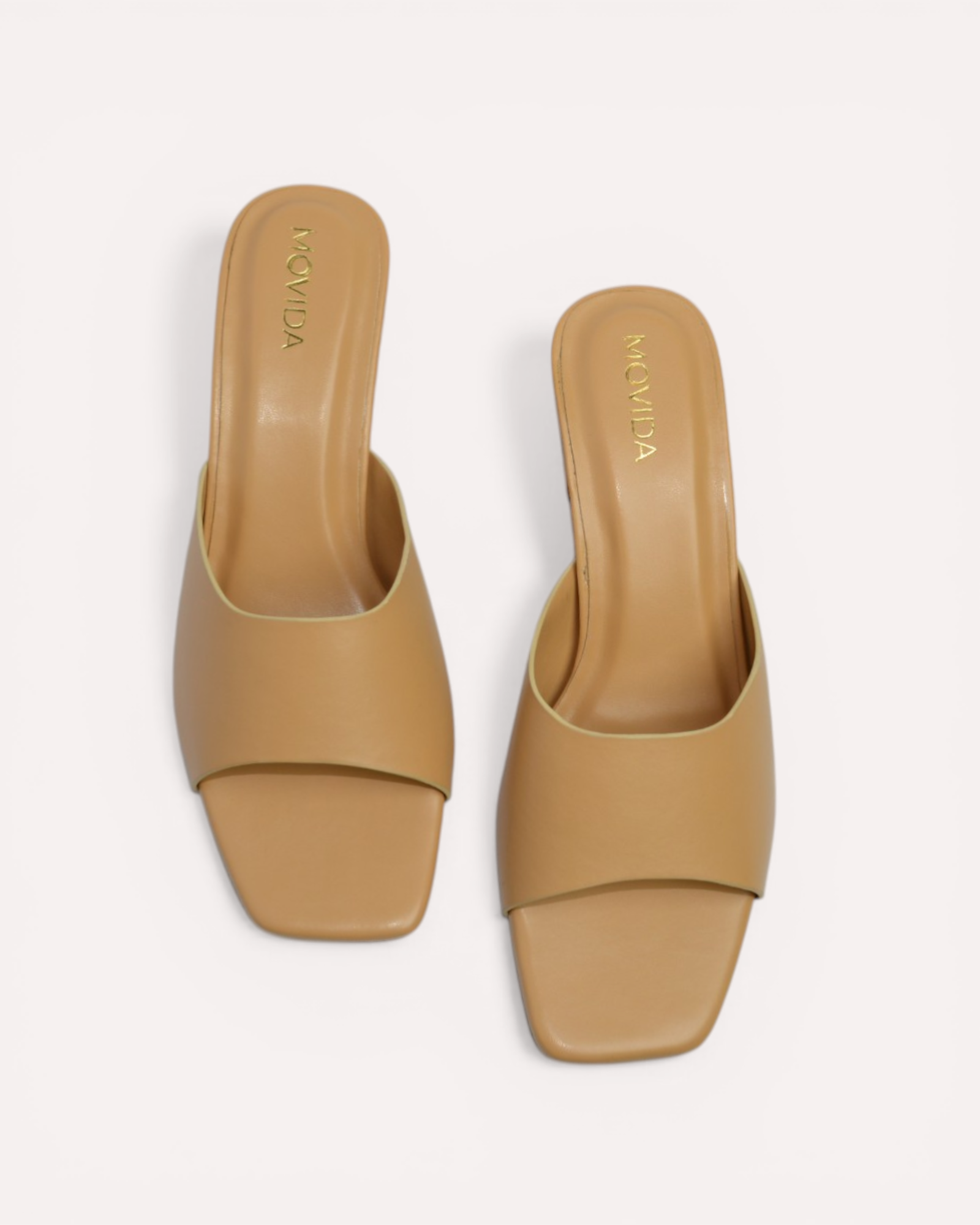 Aria Wide-Strap Block Heel Mule Sandals – Beige