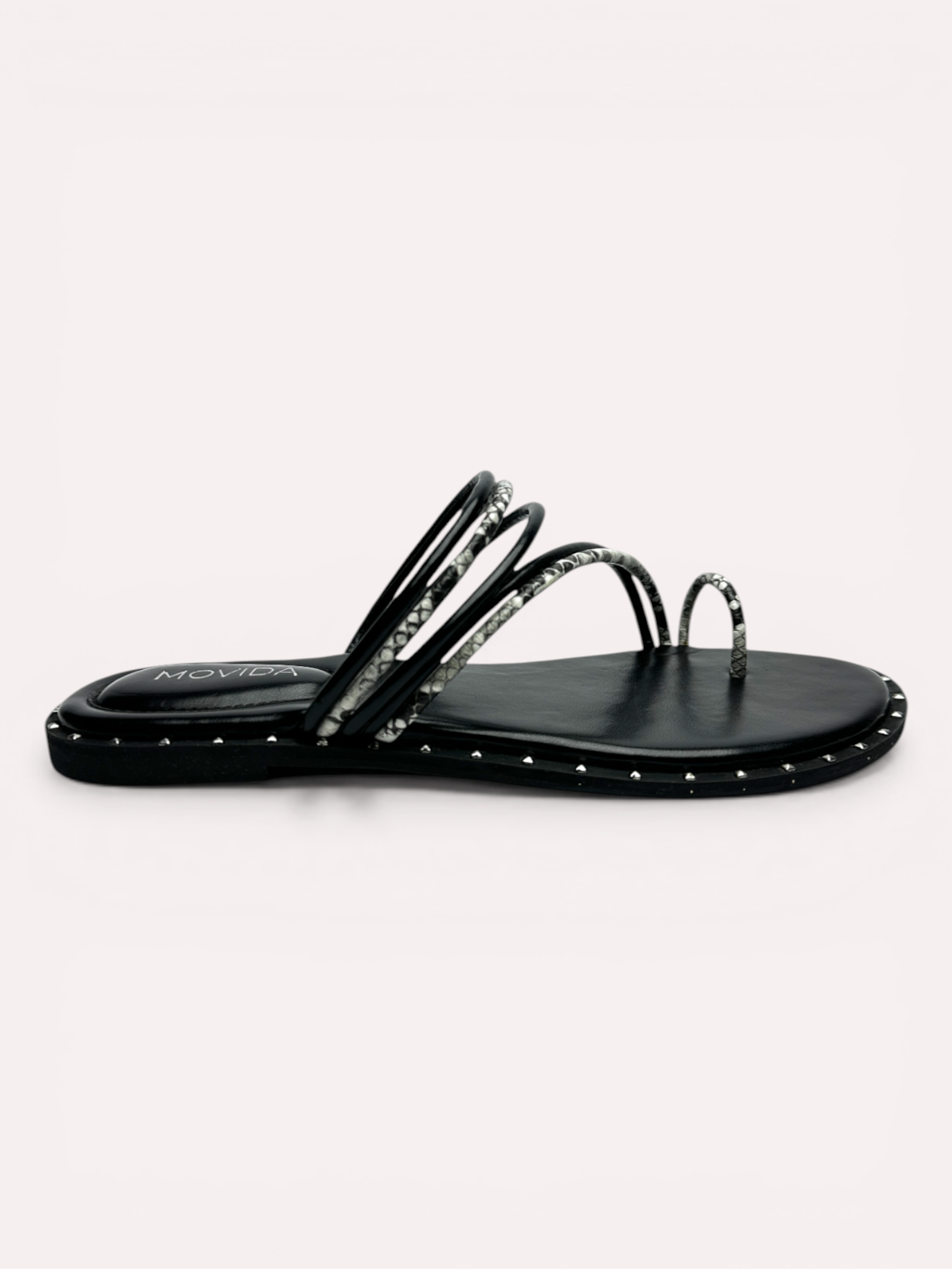 Flat Cross Strap Toe Ring Sandal - Black