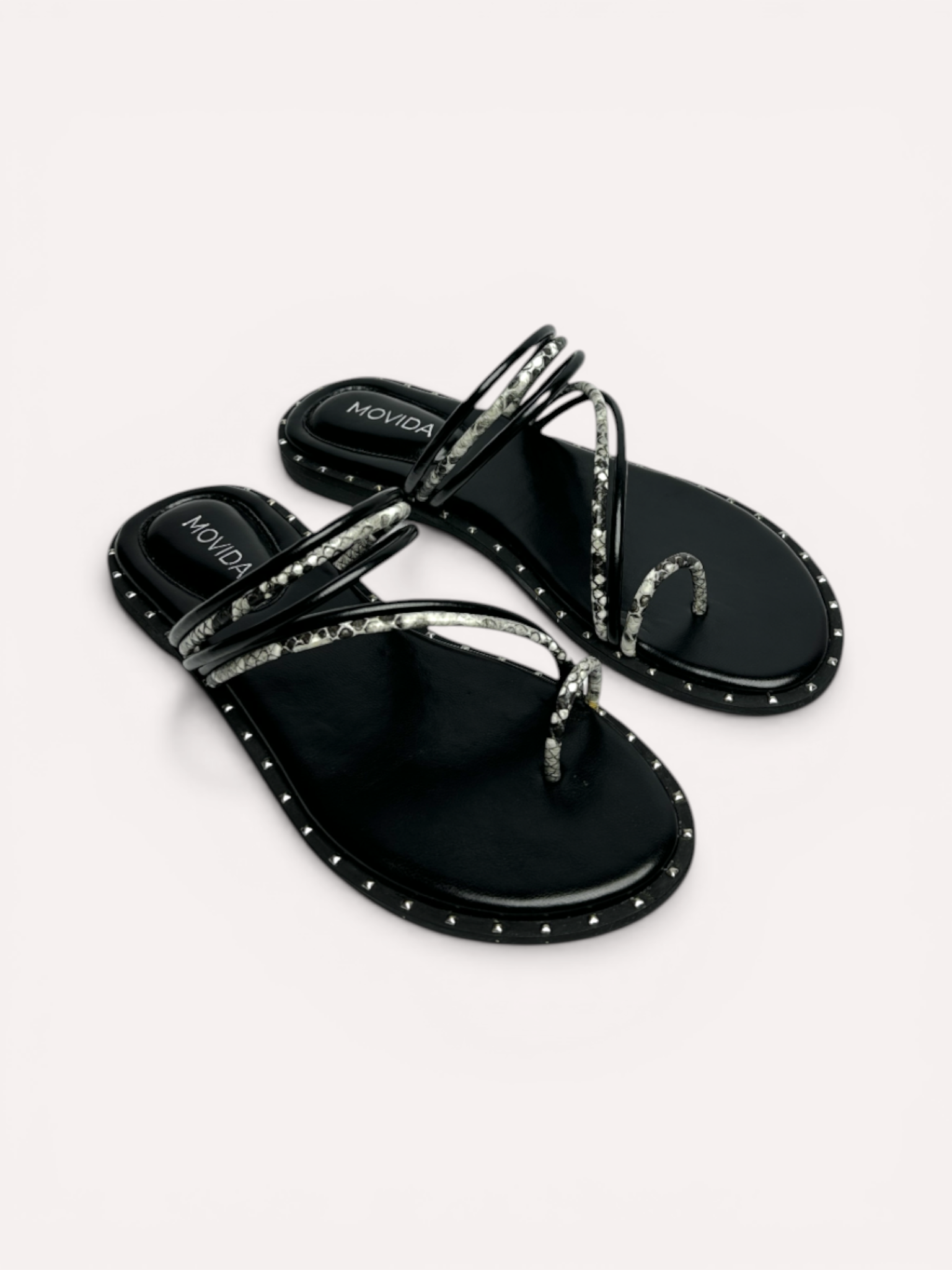 Flat Cross Strap Toe Ring Sandal - Black