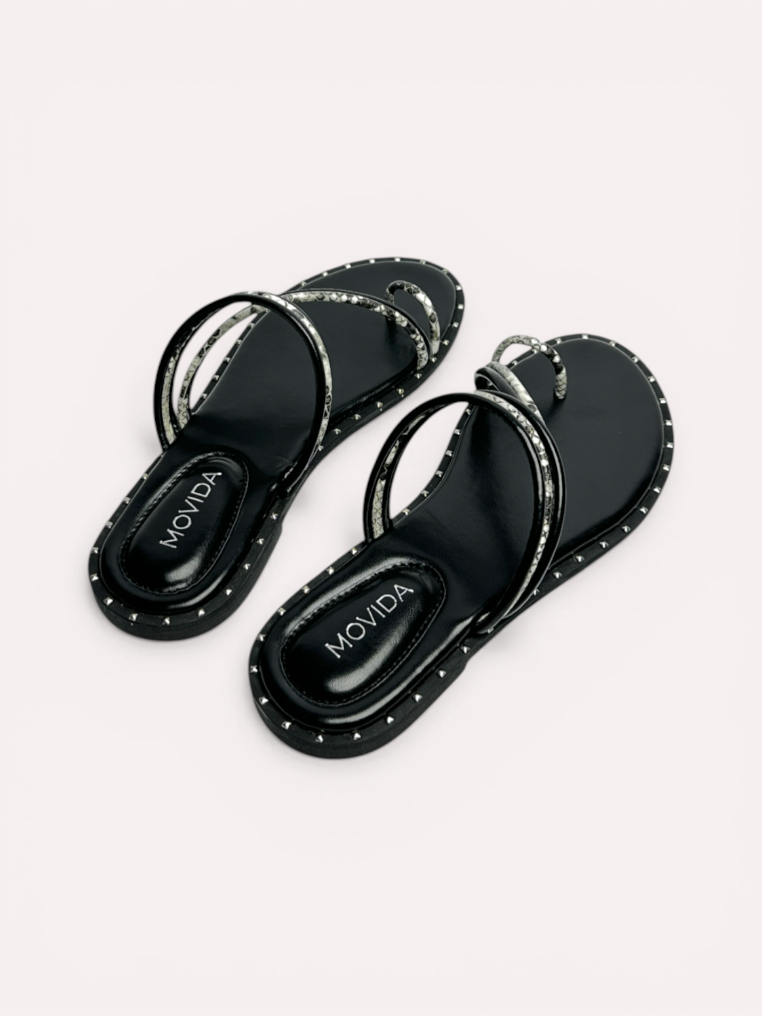 Flat Cross Strap Toe Ring Sandal - Black