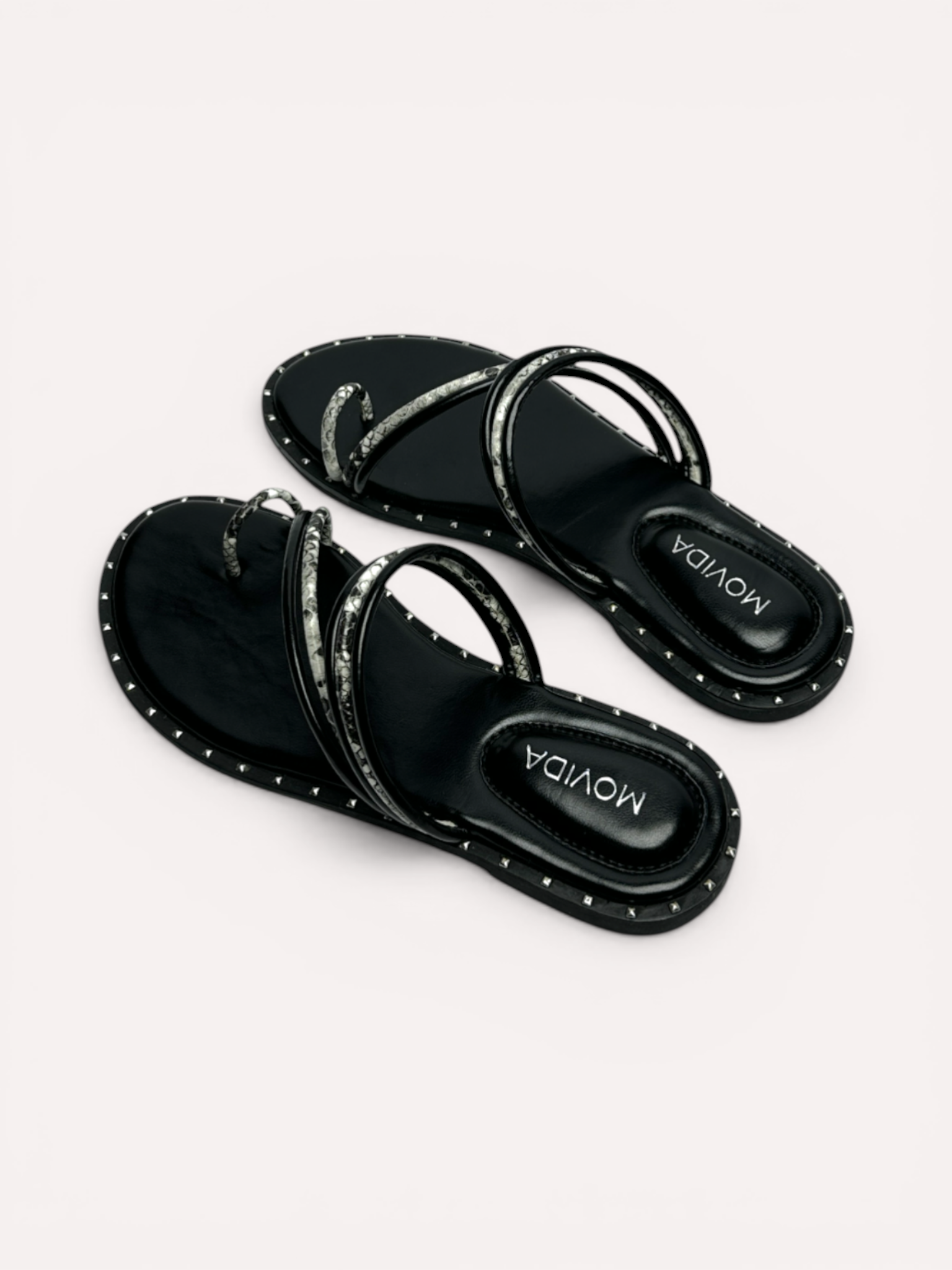 Flat Cross Strap Toe Ring Sandal - Black