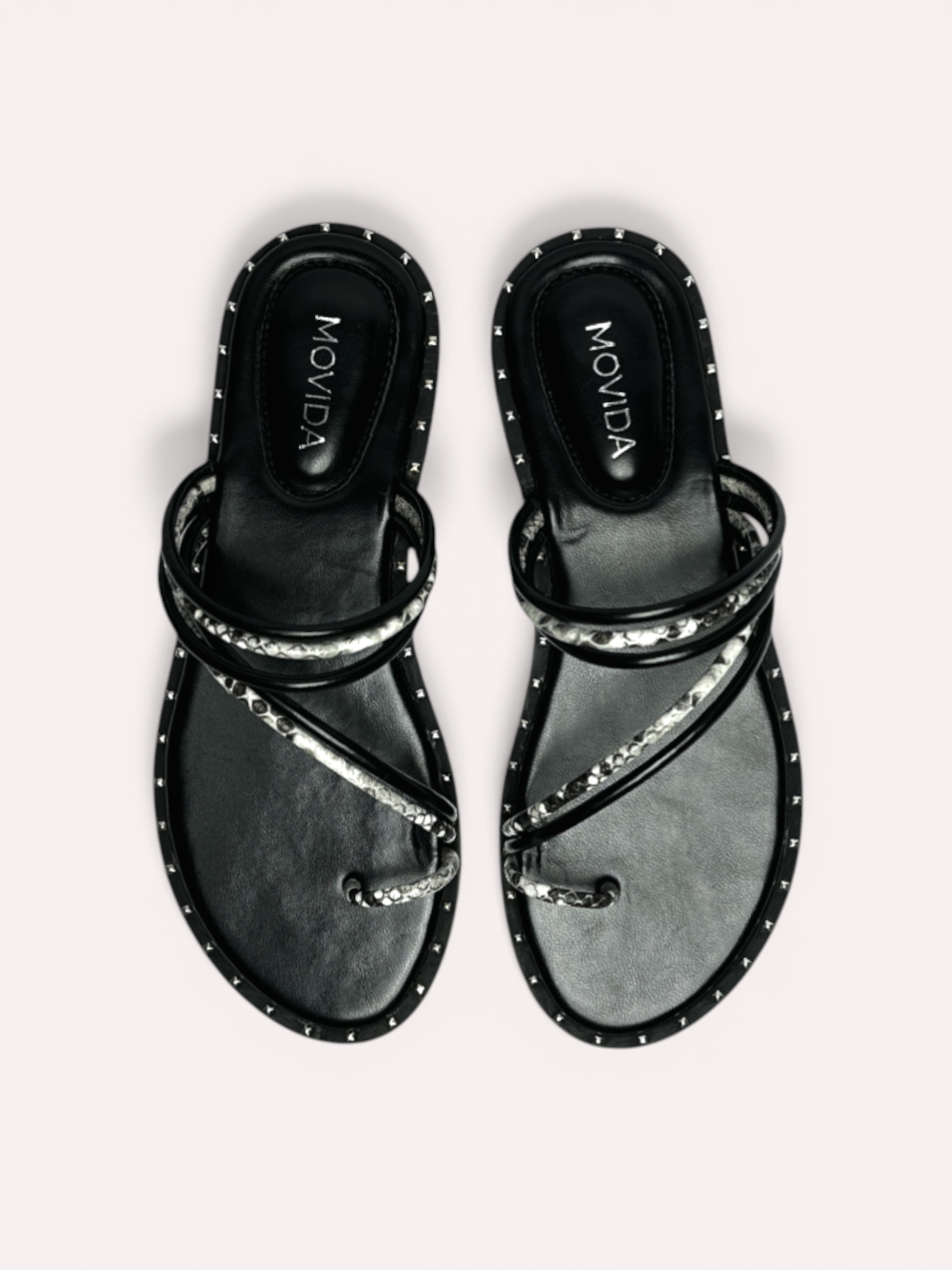 Flat Cross Strap Toe Ring Sandal - Black