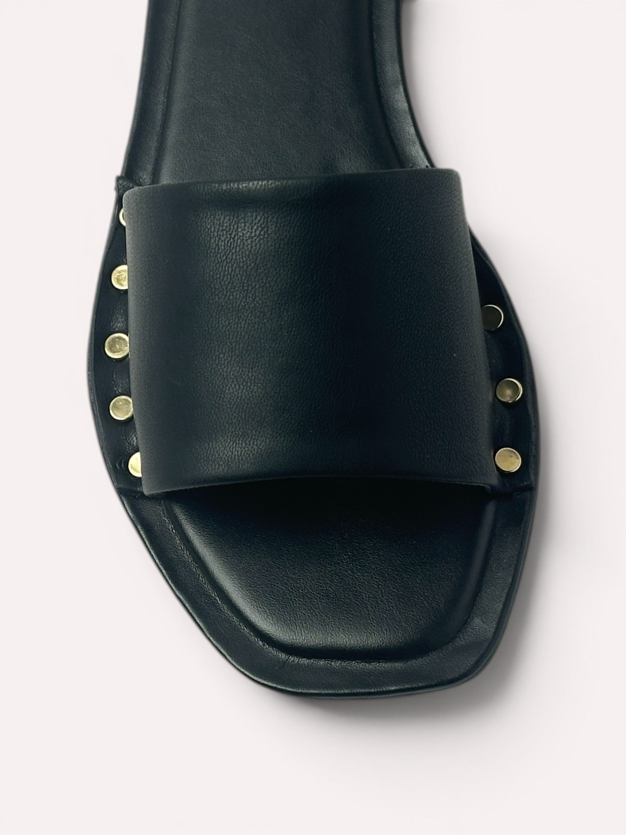 Kira Stud Flat Slide – Black