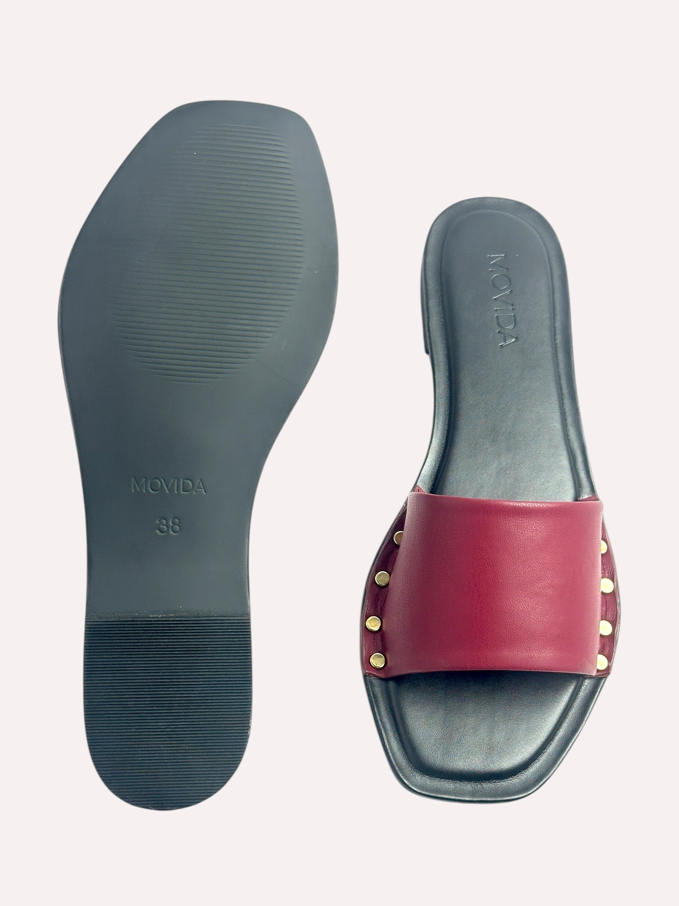 Kira Stud Flat Slide – Maroon
