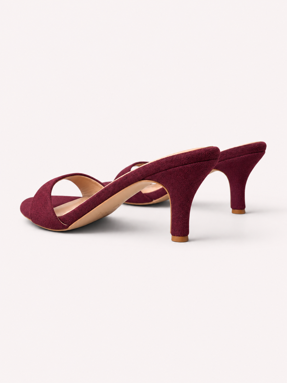 Rosette Suede Single Strap Kitten Heel Mule – Maroon