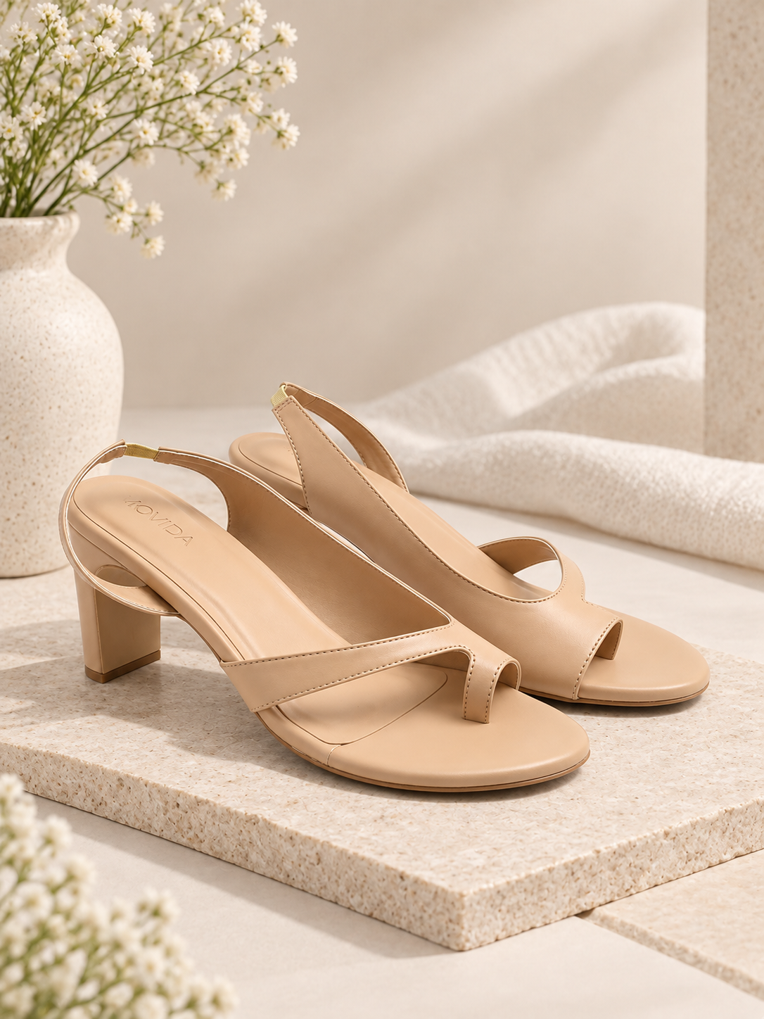 Vera Thong Strap Cone Heel Slingback – Tan
