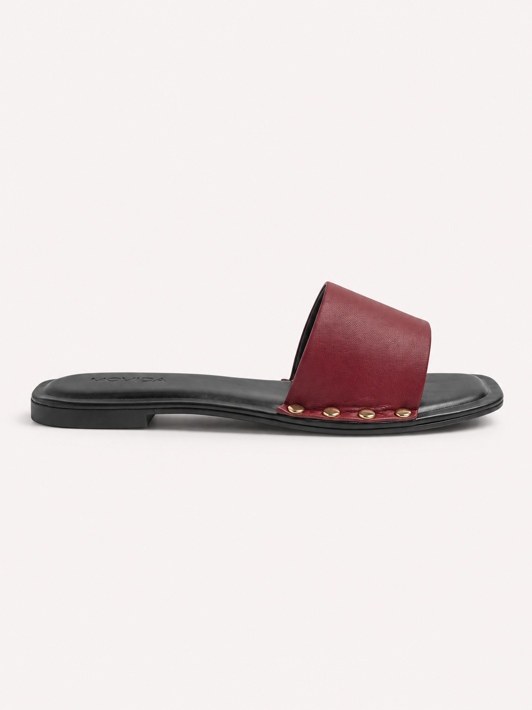 Kira Stud Flat Slide – Maroon