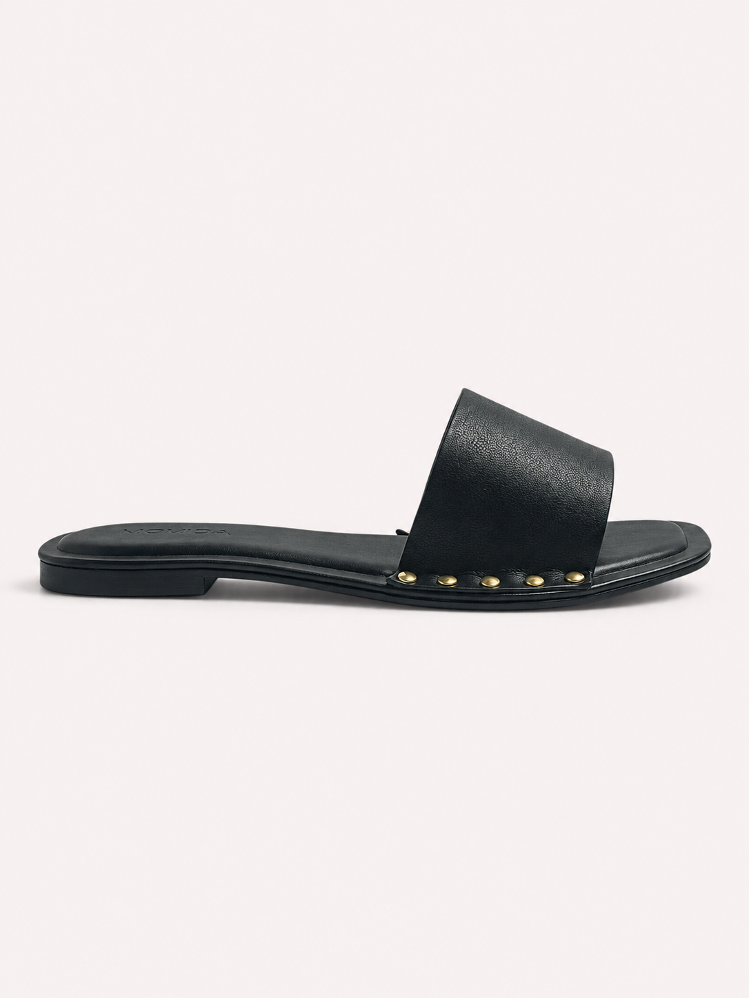Kira Stud Flat Slide – Black