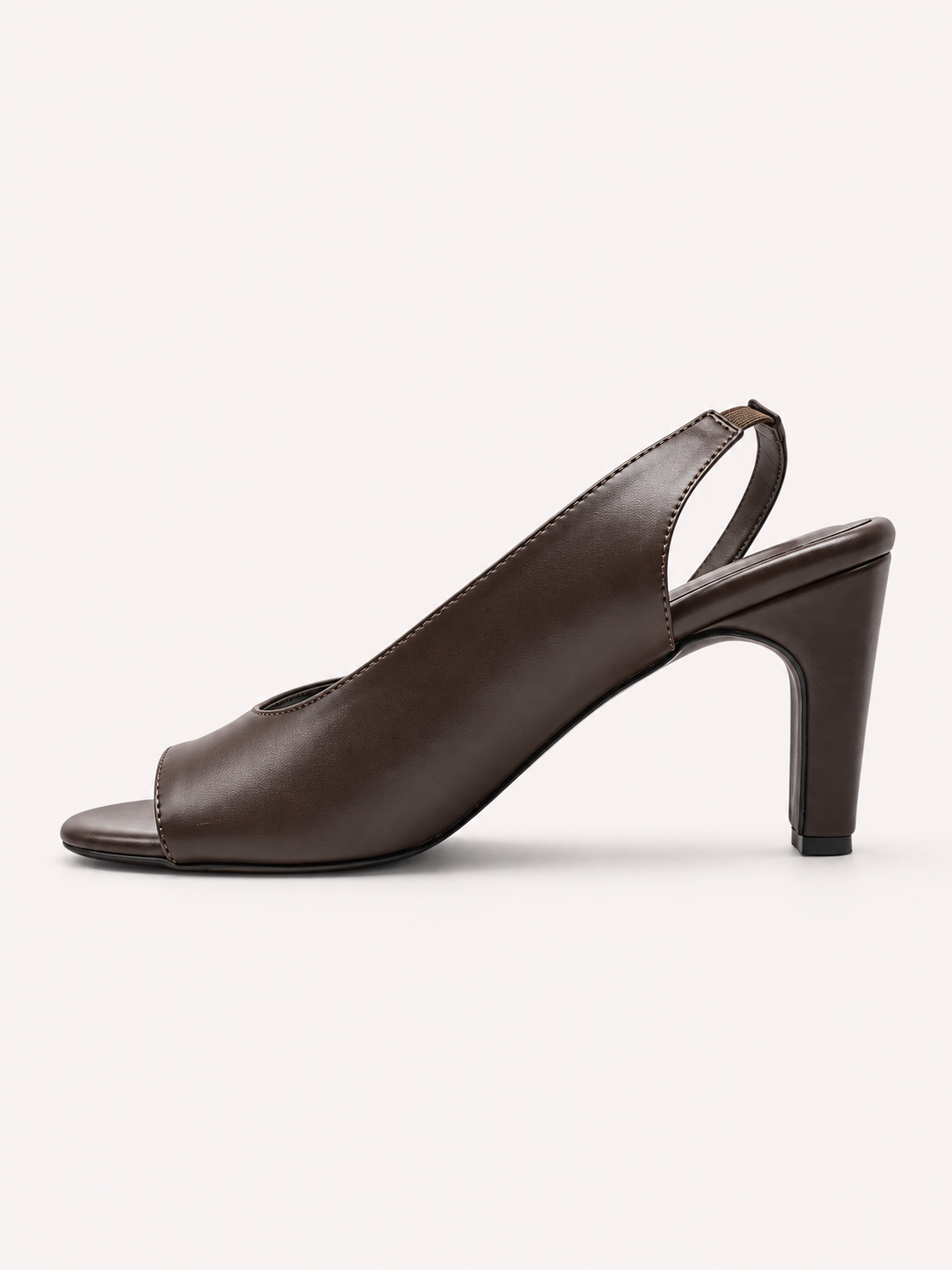 Vera Thong Strap Cone Heel Slingback –Brown