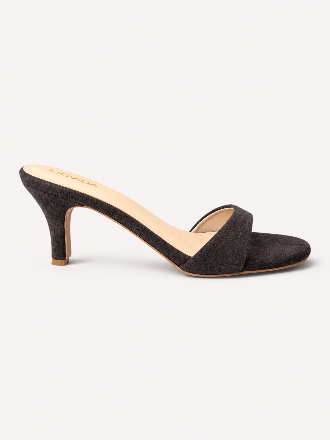 Rosette Suede Single Strap Kitten Heel Mule – Coffee Brown