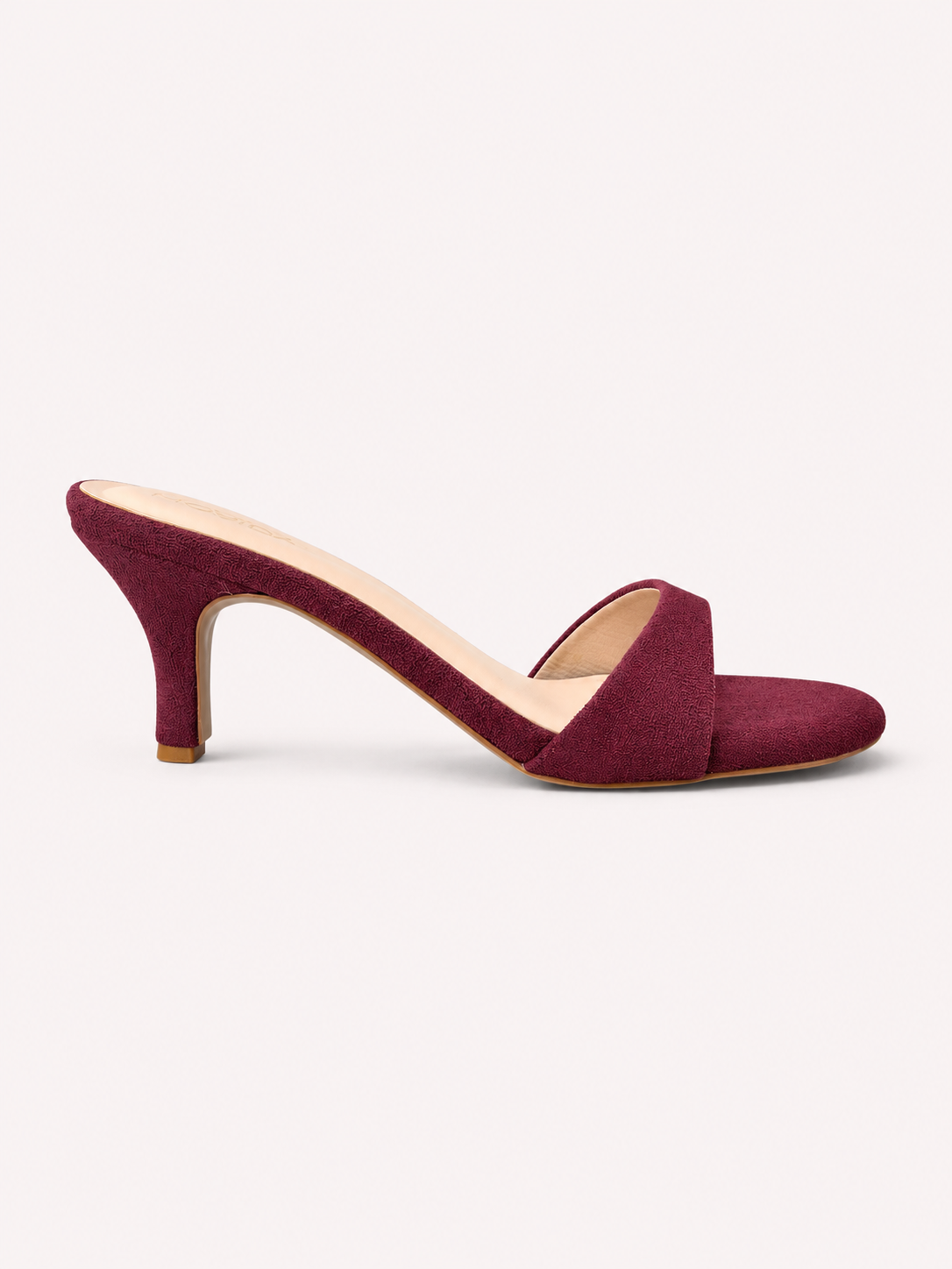 Rosette Suede Single Strap Kitten Heel Mule – Maroon